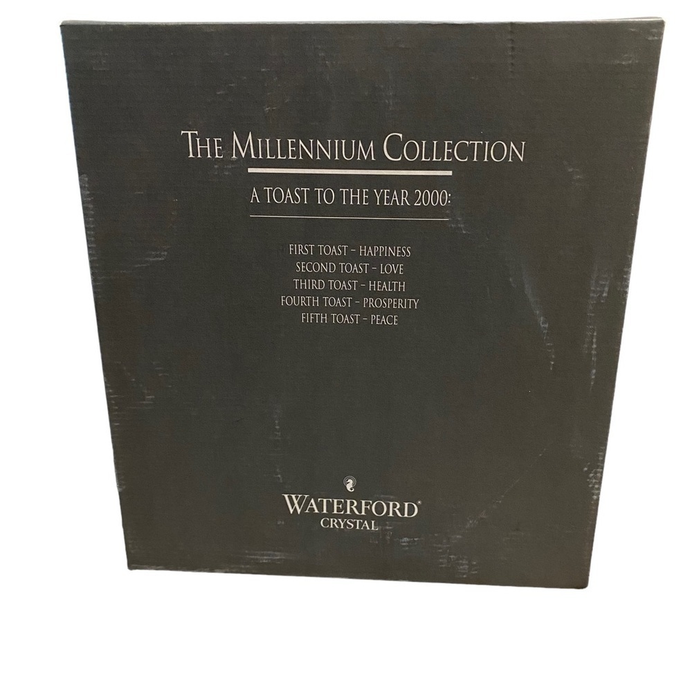 2 Waterford Crystal PEACE Toasting FLUTE Set+Box 2000 Millennium Collection